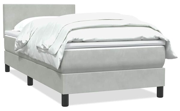 Box Spring krevet s madracem svijetlo sivi 80x210 cm baršun - Siva / 80 x 210 cm
