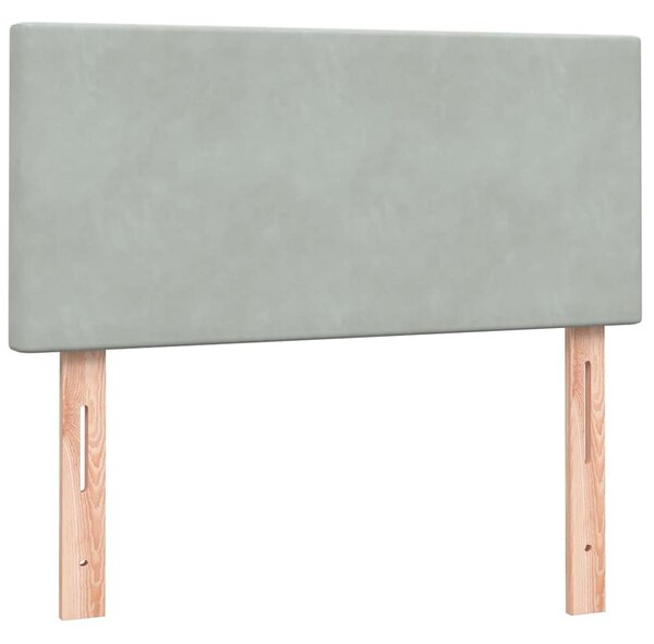 Box Spring krevet s madracem svijetlo sivi 80x210 cm baršun - Siva / 80 x 210 cm