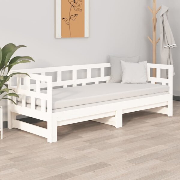 Dnevni ležaj na izvlačenje 2 x (80 x 200) cm bijeli od borovine - Bijela / 80 x 200 cm