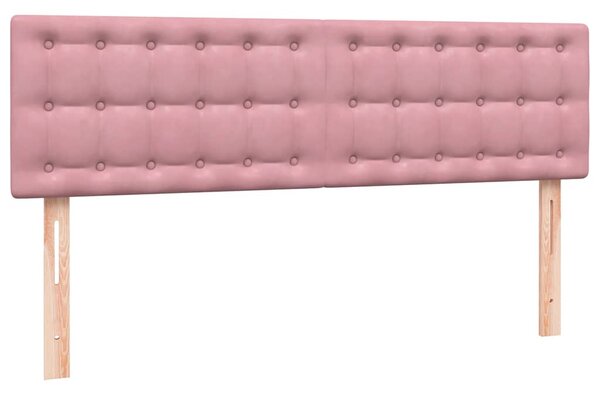 Box Spring krevet s madracem i LED ružičasti 140x220 cm baršun - Ružičasti / 140 x 220 cm