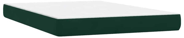 Box Spring krevet s madracem tamno zeleni 160x220 cm baršun - Zelena / 160 x 220 cm