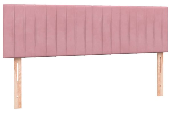 Krevet s oprugama i madracem ružičasti 140x210 cm baršunasti - Ružičasti / 140 x 210 cm