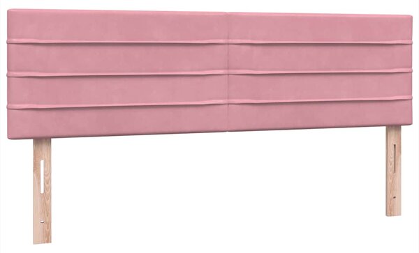 Krevet s oprugama i madracem LED ružičasti 140x210 cm baršunasti - Ružičasti / 140 x 210 cm