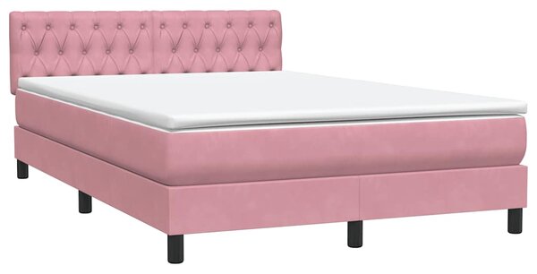 Box Spring krevet s madracem ružičasti 140x220 cm baršun - Ružičasti / 140 x 220 cm