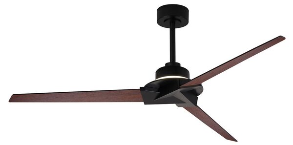 Mantra Iluminación Brisa Mini LED stropni ventilator, crna/drvo, tih, 150 cm, CCT, prigušiva, Crno, kupaonica, Drvo