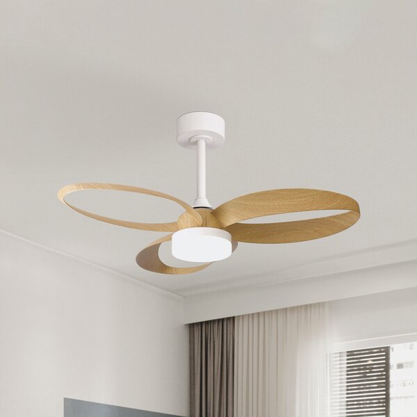 Mantra Iluminación LED stropni ventilator Infinity, efekt drva, DC, tih, Ø 93 cm, CCT, prigušiva, Drvo, Dnevni boravak/blagovaonica, Plastika