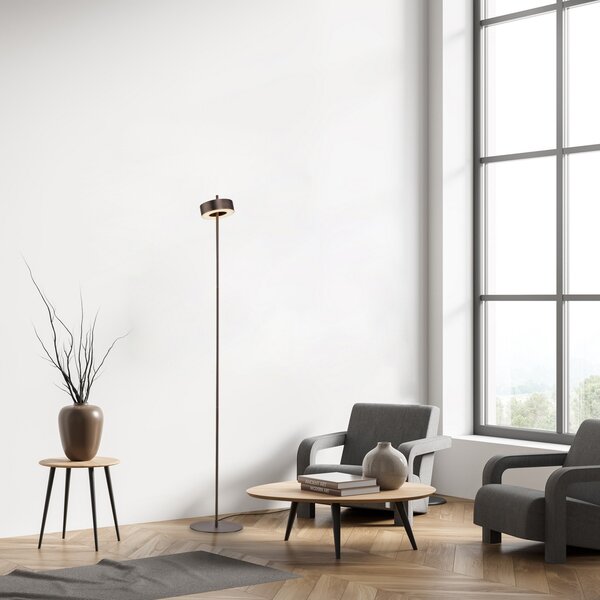 Q-Smart-Home Paul Neuhaus Smart LED podna svjetiljka Q-Rotate tamno smeđa 140 cm, prigušiva, Smeđa / hrđa, Dnevni boravak/blagovaonica, Metal