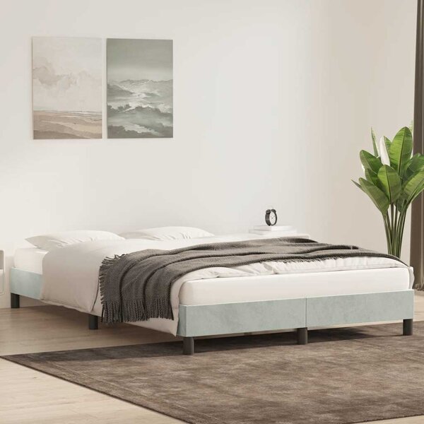 Okvir kreveta bez madraca svijetlo sivi 160x210 cm baršun - Siva / 160 x 210 cm