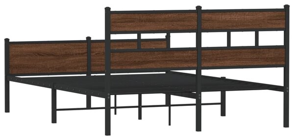 Okvir kreveta bez madraca smeđi hrast 137x190 cm izrađeno drvo - Smeđa / 137 x 190 cm