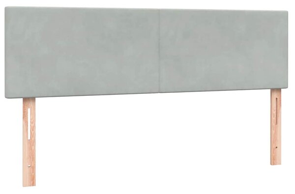 Krevet s oprugama i madracem LED svjetlosivi 160x220 cm baršunasti - Siva / 160 x 220 cm