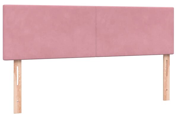 Box Spring krevet s madracem i LED ružičasti 160x220 cm baršun - Ružičasti / 160 x 220 cm