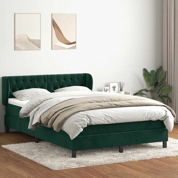Box Spring krevet s madracem tamno zeleni 160x220 cm baršun - Zelena / 160 x 220 cm