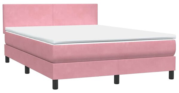 Box Spring krevet s madracem i LED ružičasti 160x220 cm baršun - Ružičasti / 160 x 220 cm