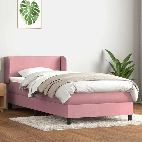 Box Spring krevet s madracem ružičasti 90x210 cm samt - Ružičasti / 90 x 210 cm