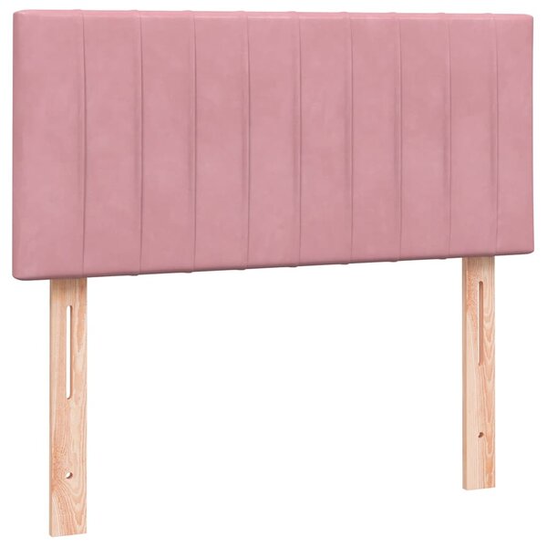 Box Spring krevet s madracem i LED ružičasti 90x210 cm samt - Ružičasti / 90 x 210 cm