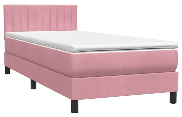 Box Spring krevet s madracem i LED ružičasti 90x210 cm samt - Ružičasti / 90 x 210 cm