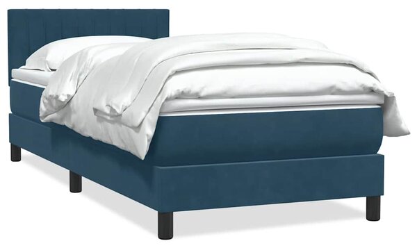 Box Spring krevet s madracem tamnoplavi 80x210 cm baršun - Plava / 80 x 210 cm