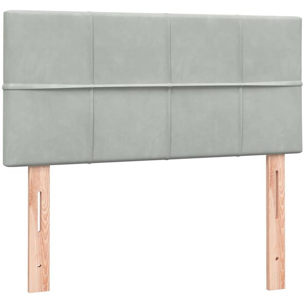 Box Spring krevet s madracem i LED svijetlo sivi 80x220 cm samt - Siva / 80 x 220 cm