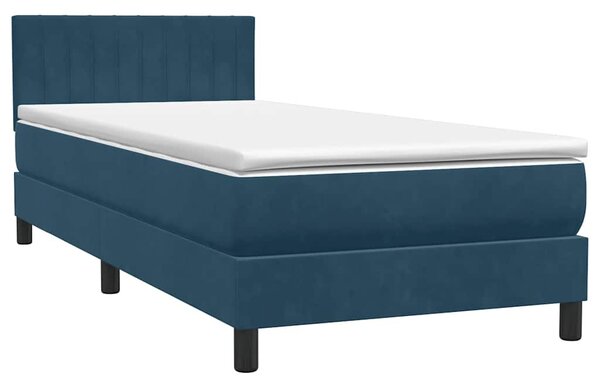 Box Spring krevet s madracem tamnoplavi 80x210 cm baršun - Plava / 80 x 210 cm