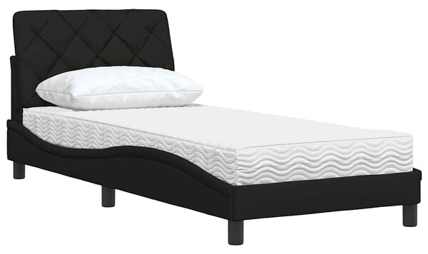 Krevet s madracem crni 90x200 cm od tkanine - Crna / 90 x 200 cm