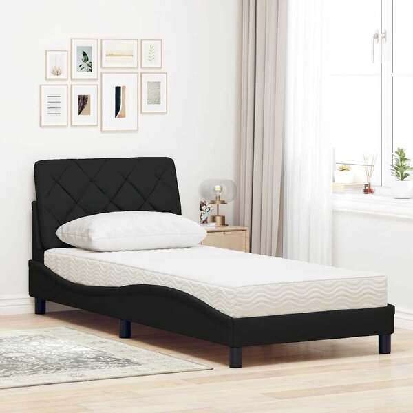 Krevet s madracem crni 90x200 cm od tkanine - Crna / 90 x 200 cm