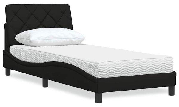 Krevet s madracem crni 90x200 cm od tkanine - Crna / 90 x 200 cm