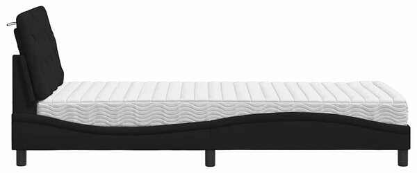 Krevet s madracem crni 90x200 cm od tkanine - Crna / 90 x 200 cm