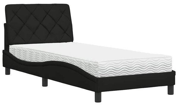 Krevet s madracem crni 90x200 cm od tkanine - Crna / 90 x 200 cm