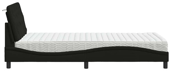Krevet s madracem crni 100 x 200 cm od tkanine - Crna / 100 x 200 cm