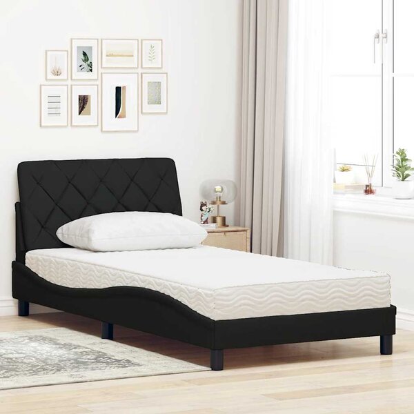 Krevet s madracem crni 100 x 200 cm od tkanine - Crna / 100 x 200 cm
