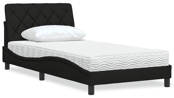Krevet s madracem crni 100 x 200 cm od tkanine - Crna / 100 x 200 cm