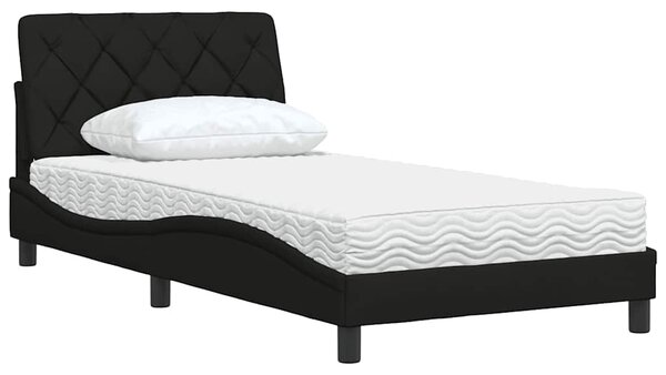 Krevet s madracem crni 100 x 200 cm od tkanine - Crna / 100 x 200 cm