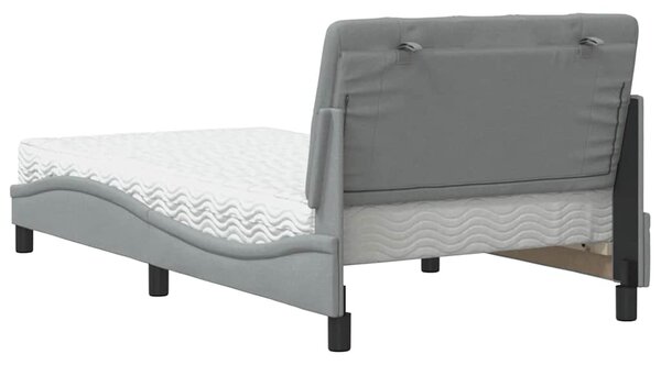 Krevet s madracem svjetlosivi 100x200 cm od tkanine - Siva / 100 x 200 cm
