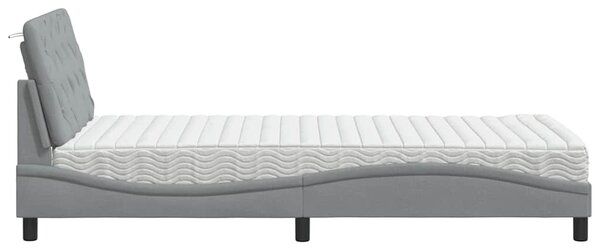 Krevet s madracem svjetlosivi 100x200 cm od tkanine - Siva / 100 x 200 cm