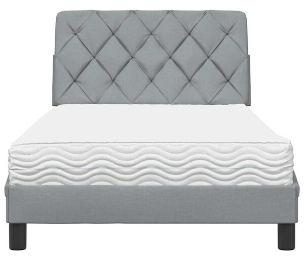 Krevet s madracem svjetlosivi 100x200 cm od tkanine - Siva / 100 x 200 cm