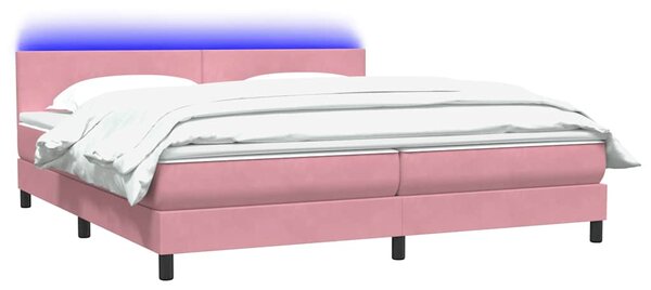 Krevet s oprugama i madracem LED ružičasti 180x210 cm baršunasti - Ružičasti / 180 x 210 cm