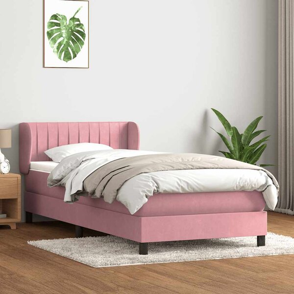 Box spring krevet s madracem ružičasti 80 x 220 cm baršunasti - Ružičasti / 80 x 220 cm