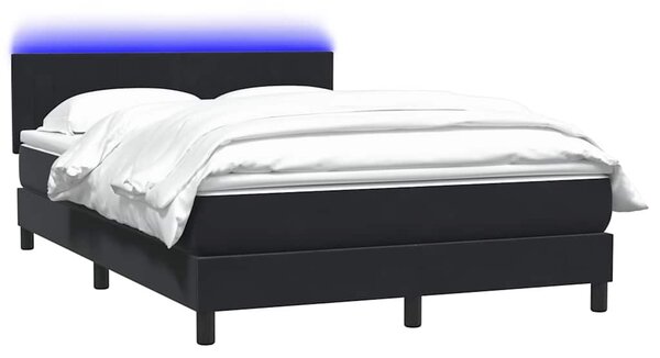 Box Spring krevet s madracem i LED crni 160x210 cm baršunasti - Crna / 160 x 210 cm
