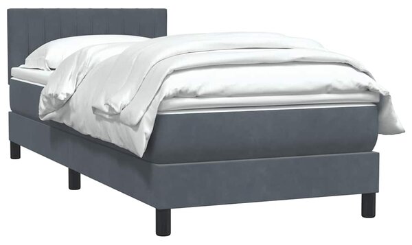 Box Spring krevet s madracem tamno sivi 80x210 cm baršun - Siva / 80 x 210 cm
