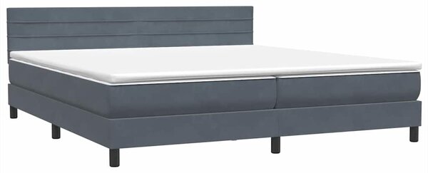 Krevet s oprugama i madracem tamnosivi 180x210 cm baršunasti - Siva / 180 x 210 cm