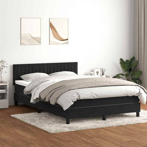 Box Spring krevet s madracem i LED crni 160x210 cm baršunasti - Crna / 160 x 210 cm