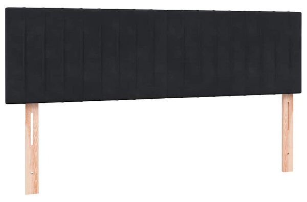 Box Spring krevet s madracem i LED crni 160x210 cm baršunasti - Crna / 160 x 210 cm