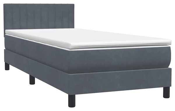 Box Spring krevet s madracem tamno sivi 80x210 cm baršun - Siva / 80 x 210 cm