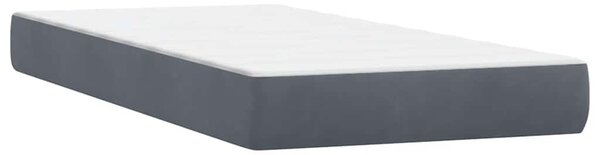 Krevet s oprugama i madracem tamnosivi 180x210 cm baršunasti - Siva / 180 x 210 cm