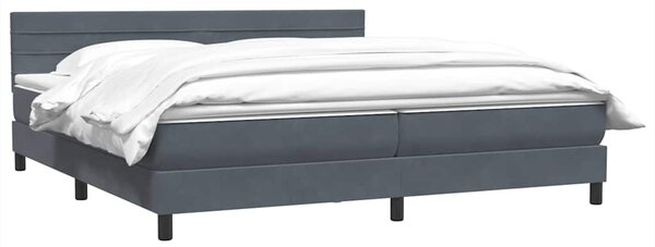 Krevet s oprugama i madracem tamnosivi 180x210 cm baršunasti - Siva / 180 x 210 cm
