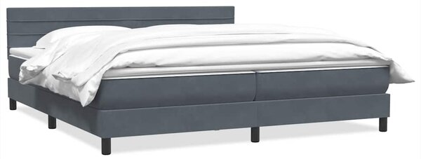 Krevet s oprugama i madracem tamnosivi 180x210 cm baršunasti - Siva / 180 x 210 cm