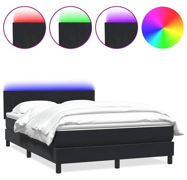 Box Spring krevet s madracem i LED crni 160x210 cm baršunasti - Crna / 160 x 210 cm