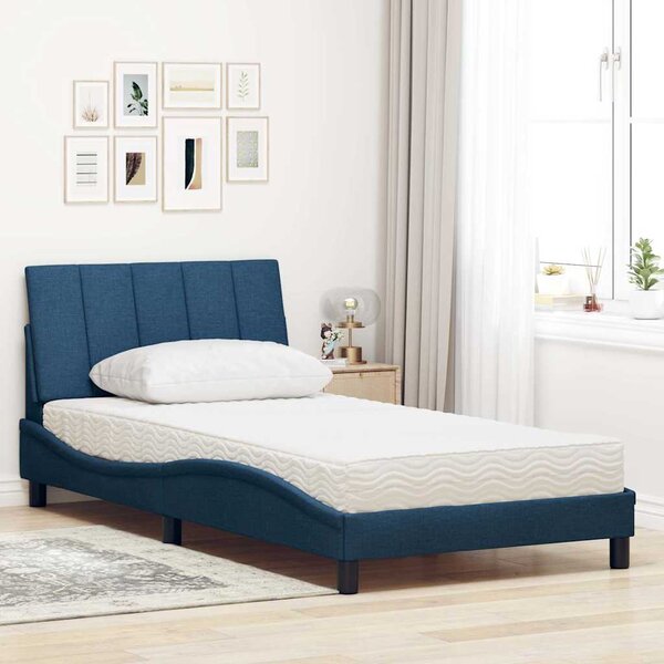 Krevet s madracem Hanko plavi 100 x 200 cm od tkanine - Plava / 100 x 200 cm