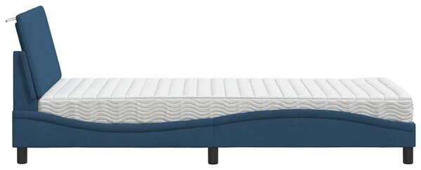 Krevet s madracem Hanko plavi 90 x 190 cm od tkanine - Plava / 90 x 190 cm