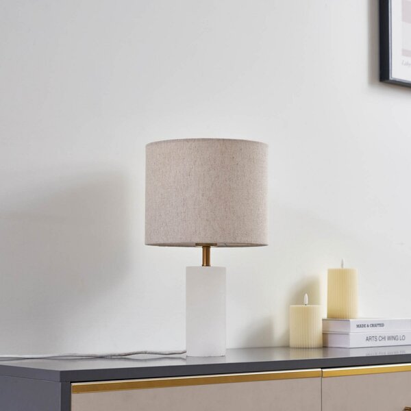Lindby stolna lampa alabaster, bijela/bež, Ø 25cm, mramor, E27